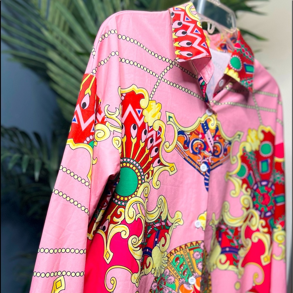Print Button Down Dress/Shirt